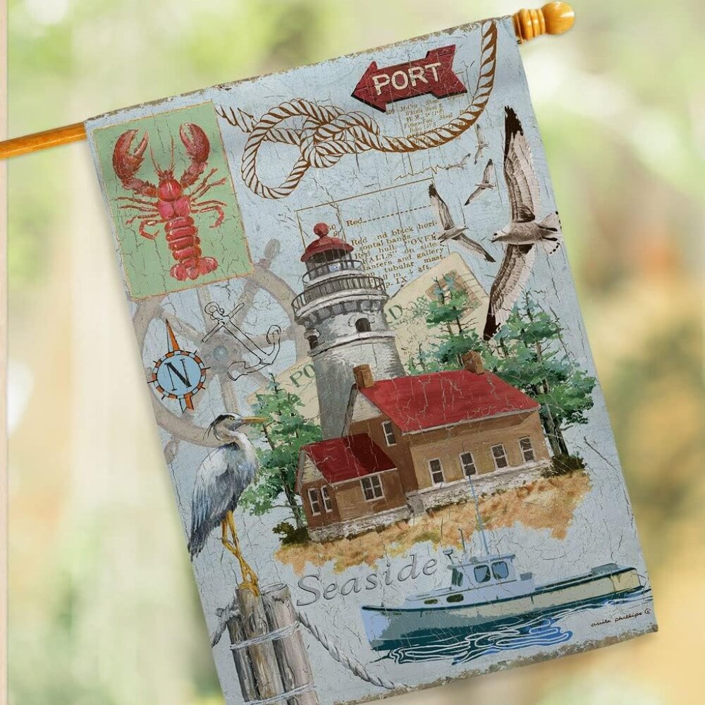 Seaside Lighthouse Coastal Nautical Decorative Vertical, House Flag 28"x 40
